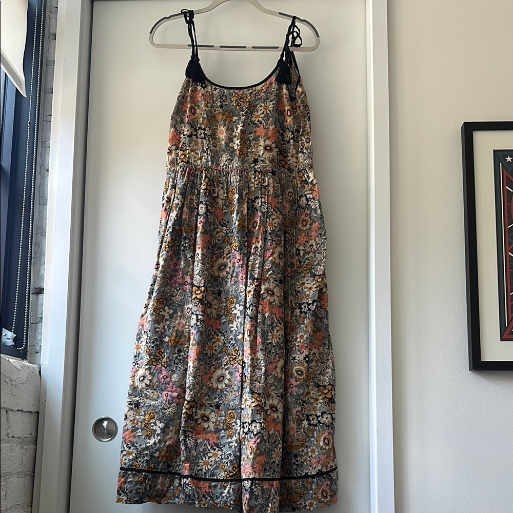 THE GREAT. Floral Maxi Dress - Black, Orange, Pink